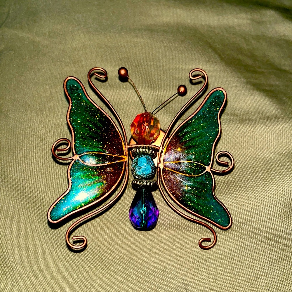 Enamel Elegant Painted Metal Butterfly Gift Magnet 3 Inches